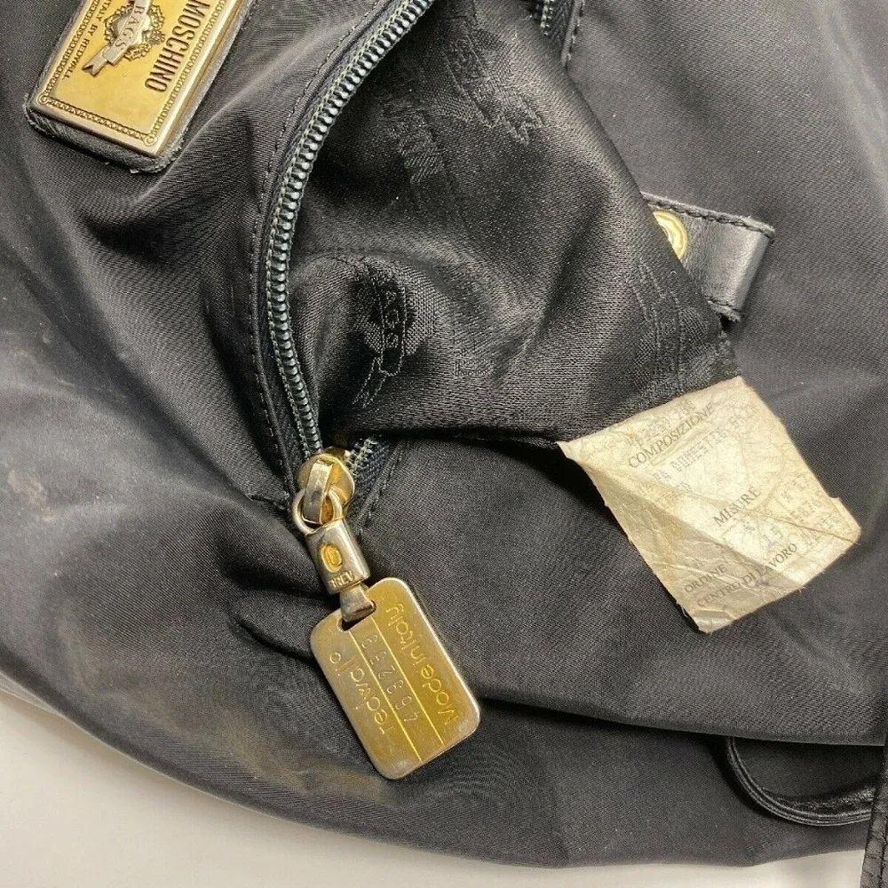 Moschino Black and Gold Nylon Backpack